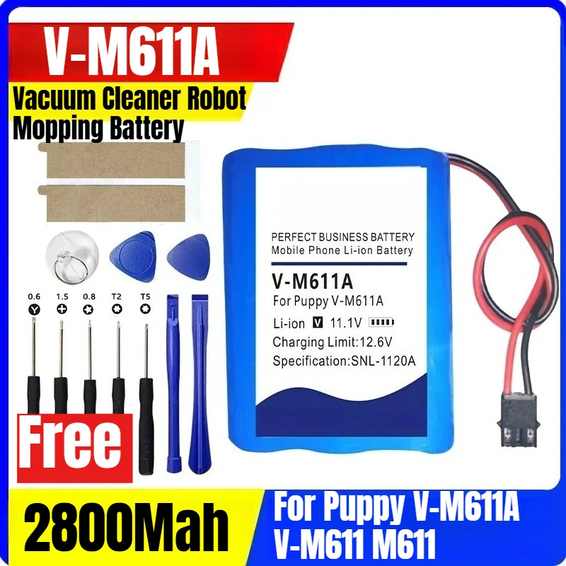 

2800Mah V-M611A for Puppy V-M611A V-M611 M611 Vacuum Cleaner Robot Mopping Battery