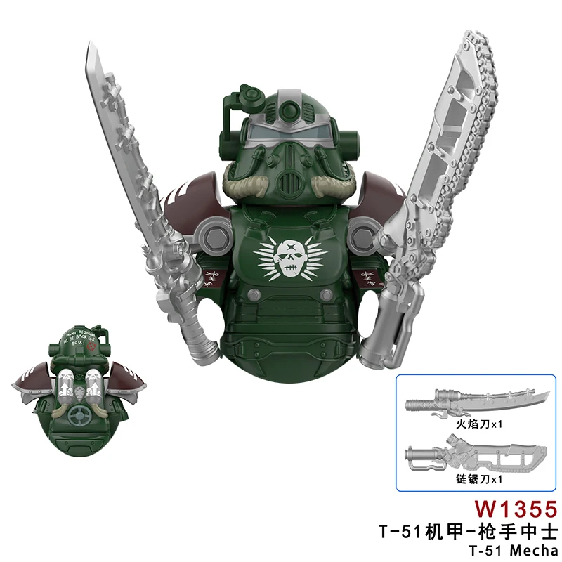 جديد الطوب الإشعاعي T-51 Mecha اللعب T60 قوة درع الهدايا كوبر Minifigures اللبنات شخصيات العمل الصغيرة للأطفال