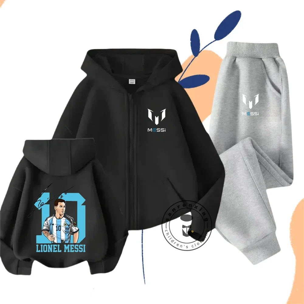 

Messi Hoodie Children's Clothing Spring Fall Long Sleeve Hooded Zipper Hoodie Sportswear Baby Boys 3-14 Years Old Football Coat