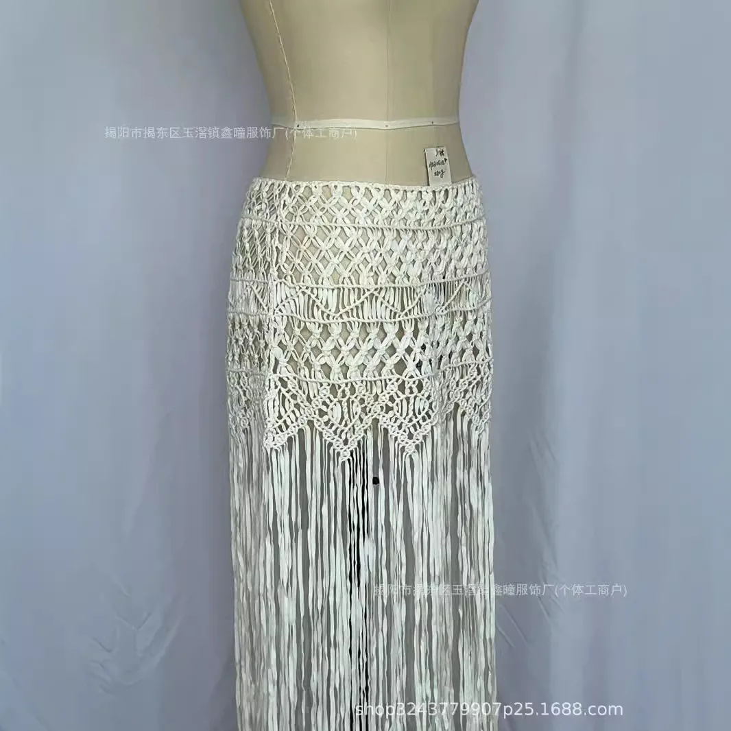 H230618 Hand-woven Bohemian Fashion Cut-out Design Skirt Haute Couture Style