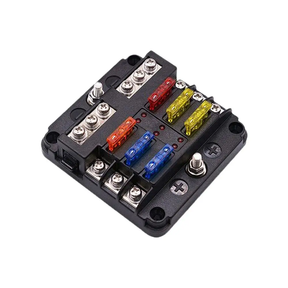 Car Boat Fuse Box Holder With 6 Ways 12 Ways Block 12V 36V Holder Warning Distribution Fuse Indicator LED Power Panel C1M5