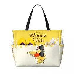 Custom Winnie The Pooh Groceries Shopping Tote Bags Women Large Capacity Gym Beach Travel Bags