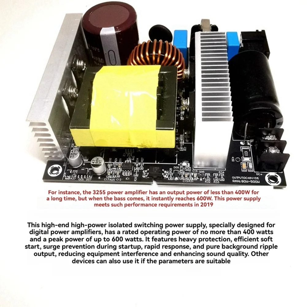 【BRILLIANT 】High-Power Isolated TPA3255 Amplifier Switch Power Supply DC 48V 600W Fever Level Amplifier Power Supply US PLUG