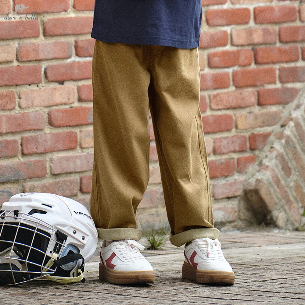 

Dave Bella Children Cotton Pants Autumn Winter Boys Straight Trousers Elastic Waist Khaki Casual Outdoor Kids Clothing DK3252740