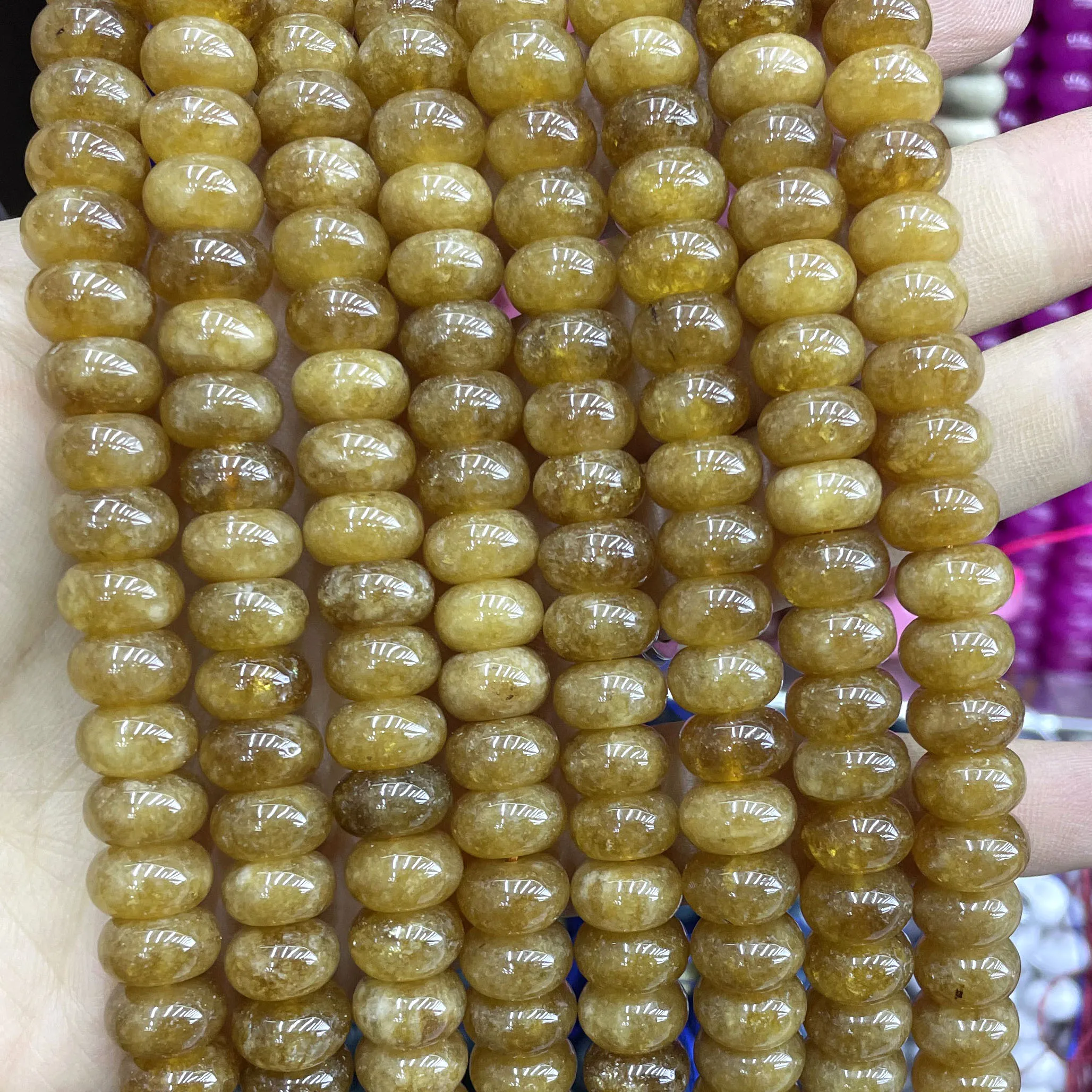 6X10MM Natural Stone Rondelle Tourmaline Angelite Chalcedony Loose Spacer Beads For DIY Making Bracelets Necklace Accessorie