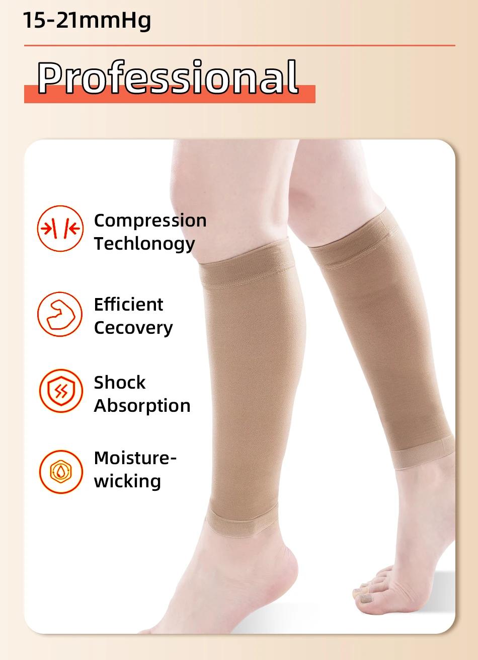 Legbeauty 15-21mmHg Übergroße Kompressions-Wadensocken für Damen, Elastische Athletische Laufsocken ohne Fuß, Wadenkompressionsstrümpfe gegen Krampfadern, S-7XL – Detail 4