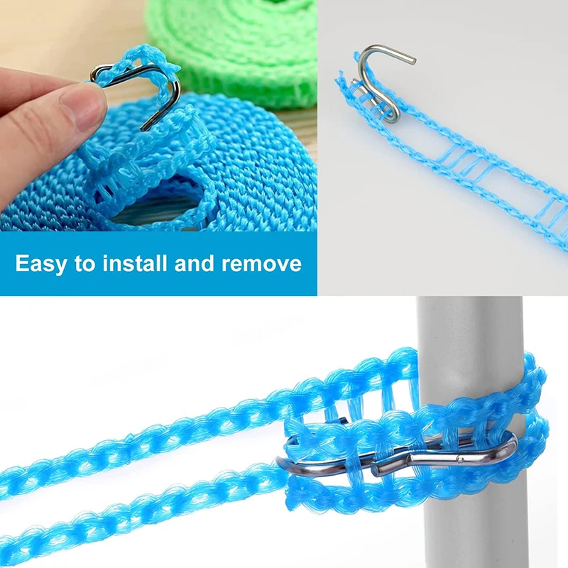Corda de Nylon portátil à prova de vento, varal tipo cerca, secagem e edredão, ao ar livre, 3 m, 5 m, 8 m, 10m