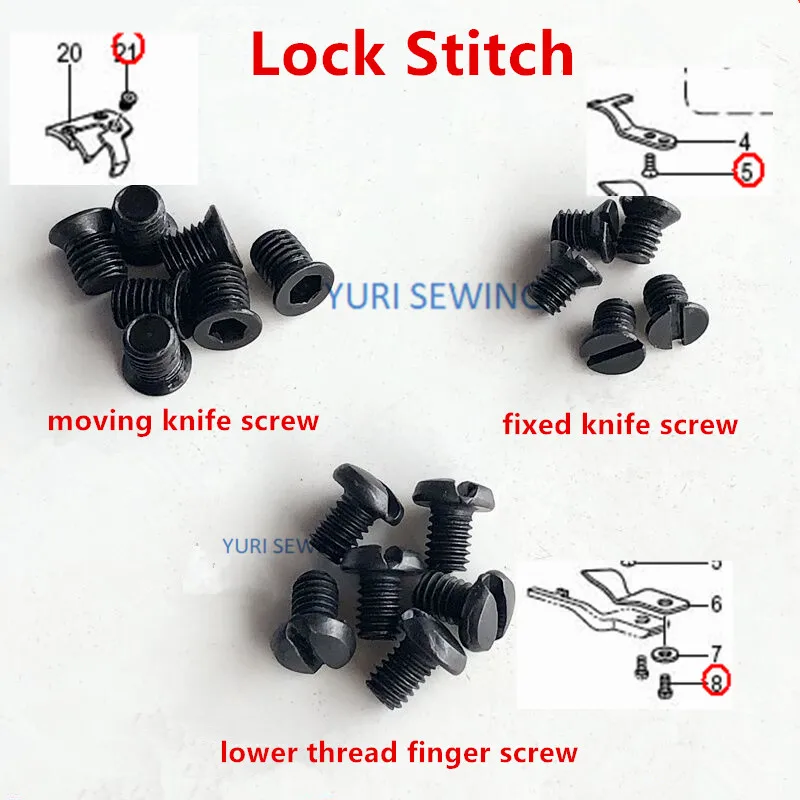 10PCS moving knife screw fixed knife screw hook guide screw lock stitch thread trimmer knife industrial sewing machine parts