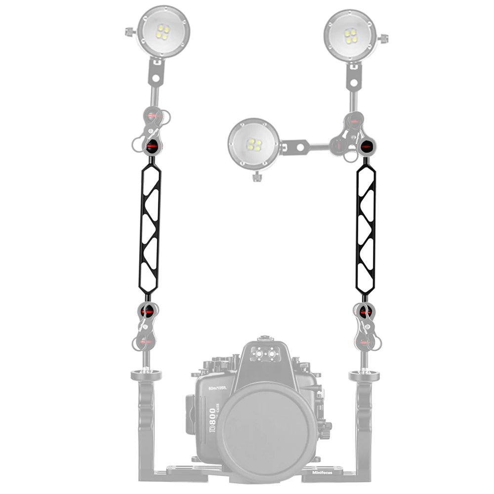 Essential ดำน้ำอุปกรณ์การถ่ายภาพ Dual 1 ''นิ้วข้อต่อแขนข้อต่อถาดระบบแสงอุปกรณ์เสริมชุด Anlge ปรับ