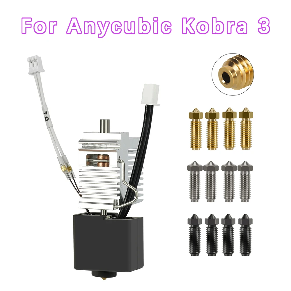 Hotend لـ Anycubic Kobra 3 Combo نهاية ساخنة مع فوهة كسر الحرارة الثرمستور كتلة سخان الحلق لرأس الطباعة Anycubic Kobra3