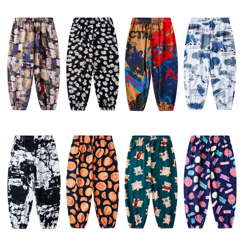 

【LF】Kids Lantern Pants Cotton 90-150cm Boys Girls Anti-Mosquito Trousers Children Casual Long Loose Pants for Spring Summer