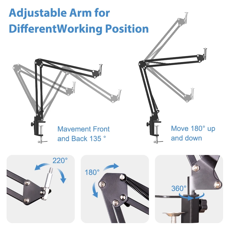 LED Video Light Panel Studio Fill Lighting Kit For Video Recording YouTube Photography Selfie with Tripod Stand Long Arm