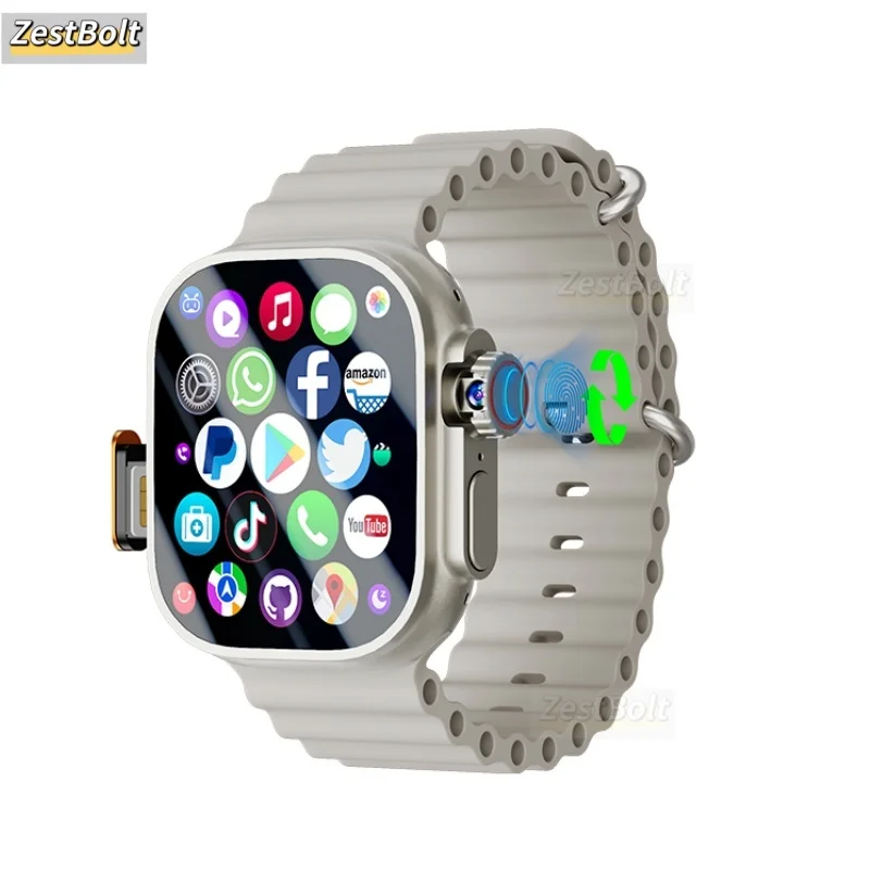 DW100 Pro+ 5G Android Smartwatch Touch ID Smart Watch met roterende camera 2,29 inch Amoled-scherm GPS WIFI NFC Google Play Store