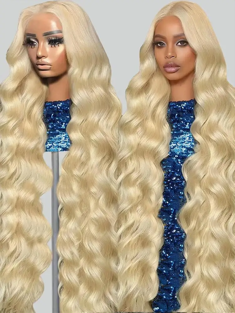 40 Inches 200% 613 Blonde 13x6 HD Lace Front Human Hair Wigs Body Wave 13x4 Lace Frontal Brazilian Remy Wig For Black Women