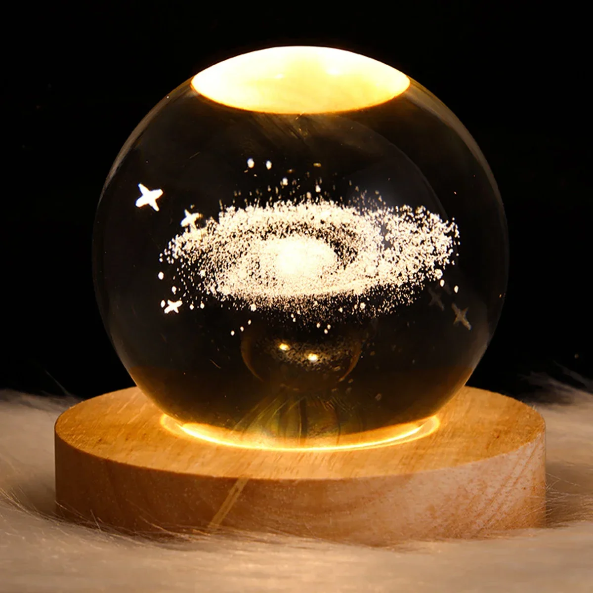 Lampada con luci di cristallo 3D incandescente galassia planetaria luce notturna sfera di cristallo luci notturne luce da comodino decorazioni per