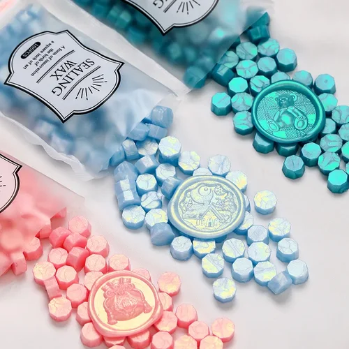 100pcs/set Vintage Wax Seal Beads Colorful Octagon Wax Stamps DIY Handmade Art Crafts Invitation Cards Making Envelope Sealing 