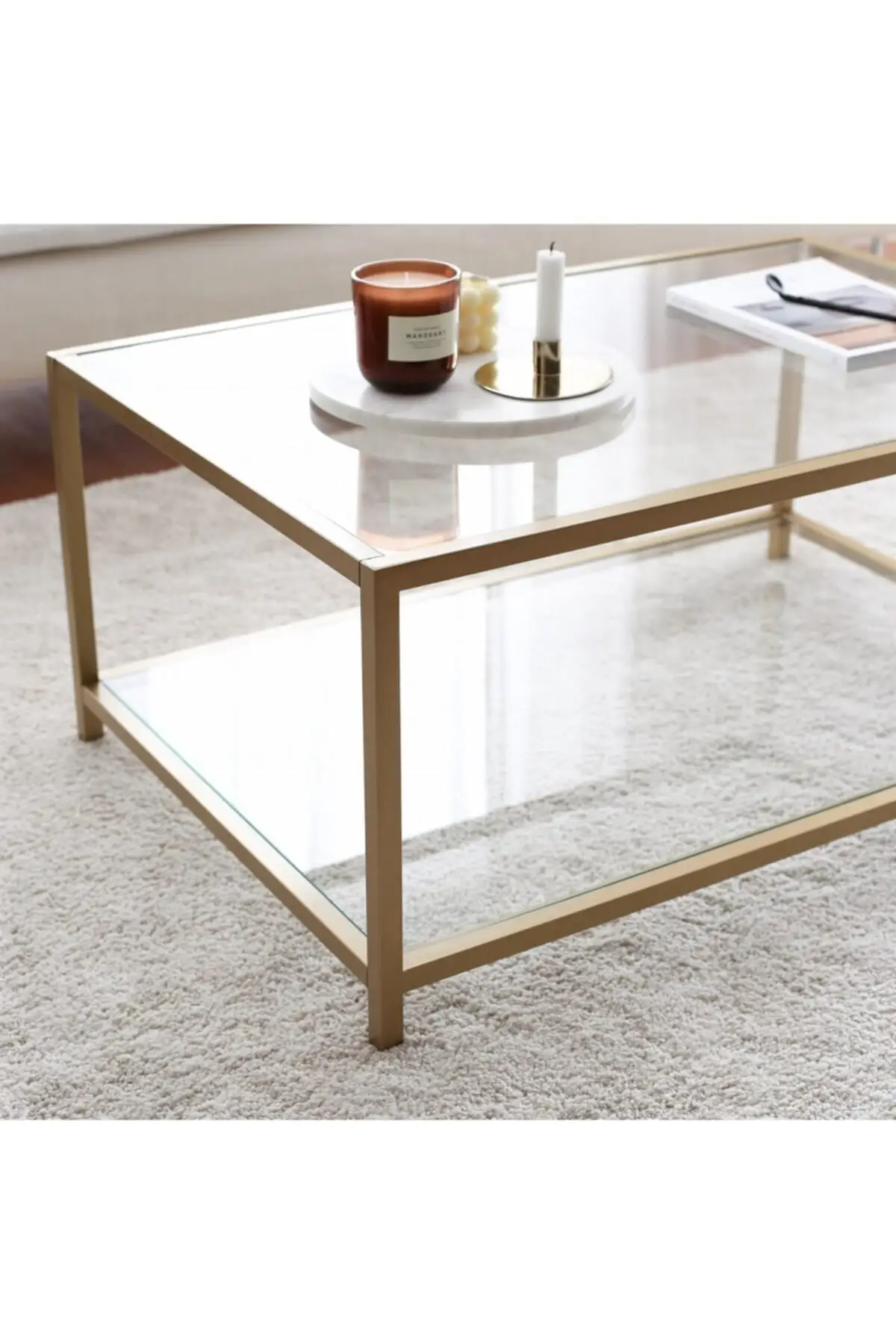 DOLBOVI - Gold Astro Glass Coffee Table Coffee Table