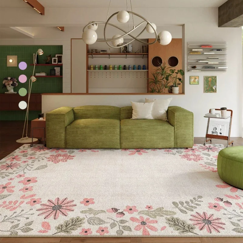 French Style Bedroom Decor Large Carpet Home Thick Plush Rug Flower Pattern Carpets for Living Room Fluffy Soft Lounge Floor Mat