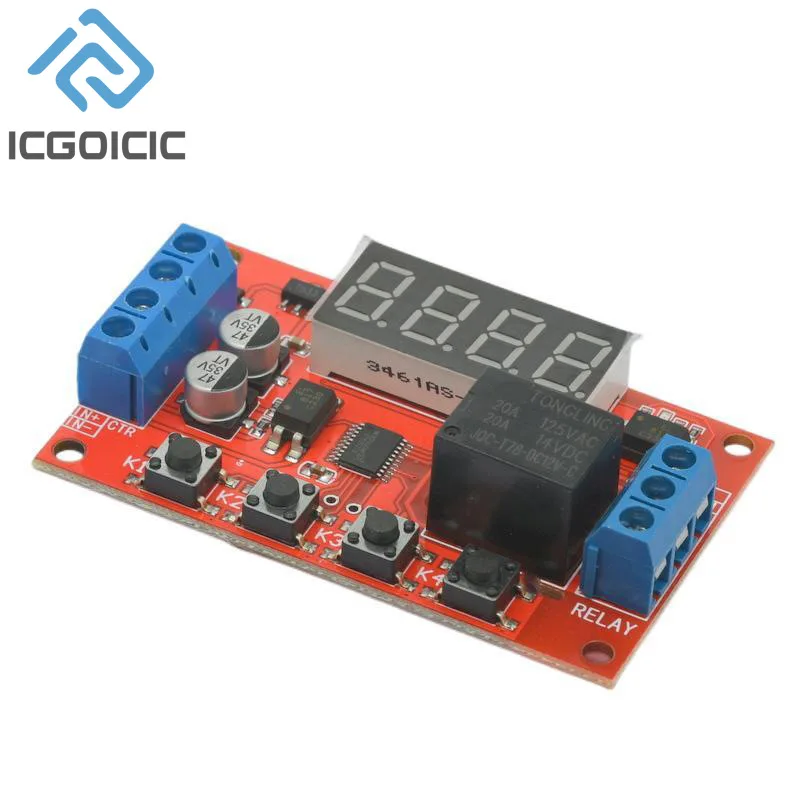

DC 5V 12V 24V 10A Adjustable Time Delay Relay Module 32 Modes LED Digital Timming Trigger Timer Control Switch Pulse Cycle