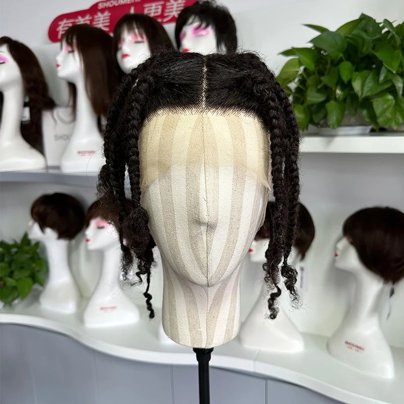 Pudełko plecione peruki pełne peruki typu Lace z ludzkich włosów splecione włosy peruki dla kobiet Twist Locs ludzkie zaplatanie włosów Afro