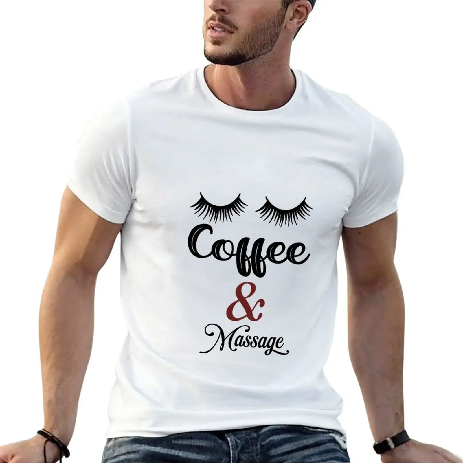 

coffee and massage mug T-Shirt vintage t shirts topping blue archive luxury clothing labubu mens shirts graphic tee