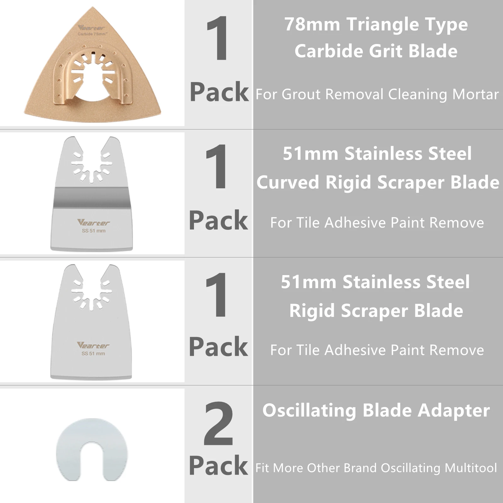Vearter 52 pz/set Kit lama per sega a battente universale oscillante multiutensile lama a sgancio rapido per il taglio di chiodi in legno plastica metallica