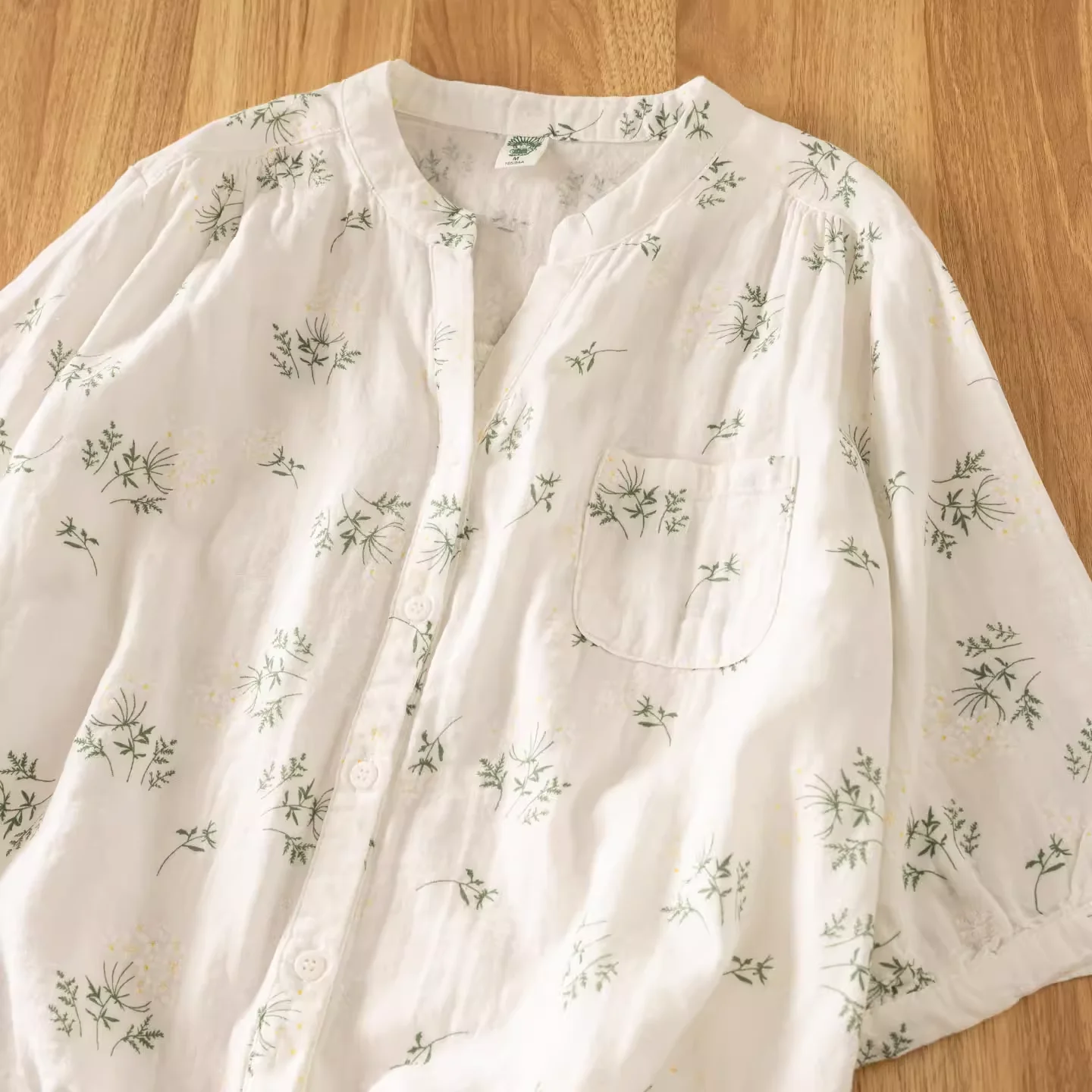 

Women's summer shirt 100% cotton yarn breathable print shirts short sleeve blouses for women v neck large size tops