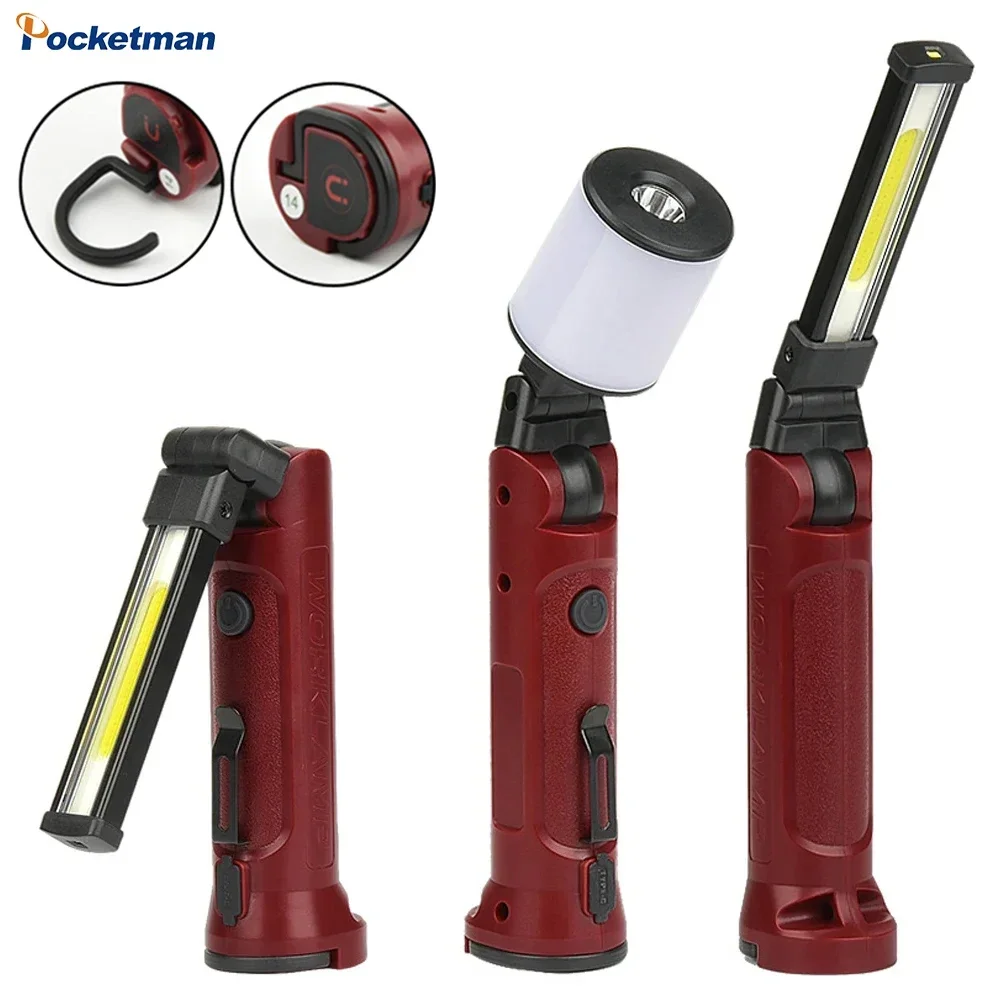 

COB LED Work Light Portable Foldable Work Lights USB Rechargeable Camping Light Flashlight Car Repair Lights Torch