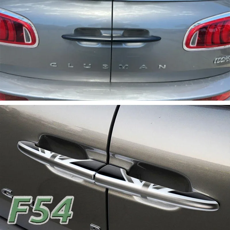 The Black Exterior Car Trunk Rear Door Handle Stickers Decoration Cover 2PCS/Set For MINI JCW F54 R55 Clubman Accessories