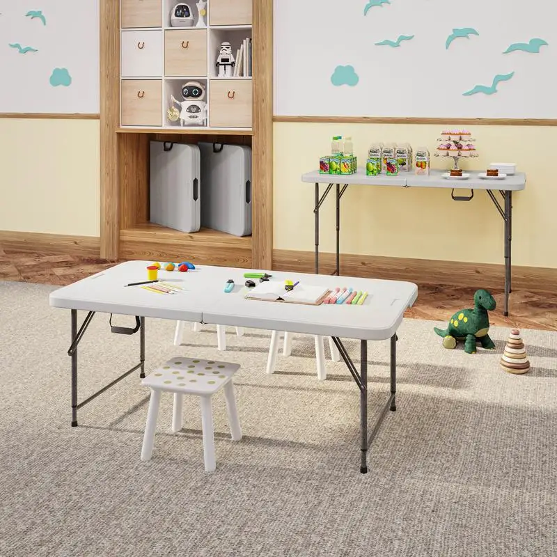 طاولة قابلة للطي قابلة للتعديل من الجرانيت الأبيض بطول 4 أقدام مع مقبض للحمل #2