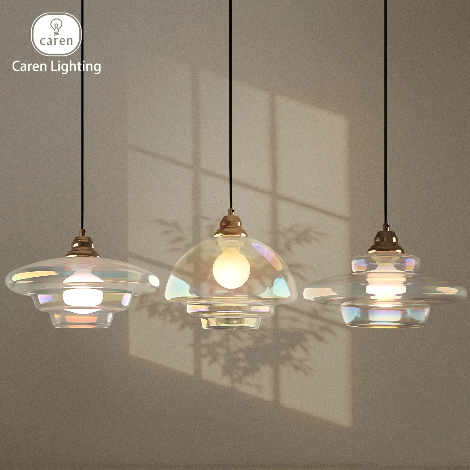 

Caren Lighting Art deco Glass Cognac Pendant Light stunning fusion retro lamp charm modern elegance Minimalist aesthetic