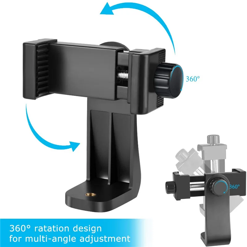 Universal 360° Phone Clip Bracket Tripod Mount Adapter Stand Clipper Selfie Holder Vertical Adjustable For Samsung iPhone Huawe