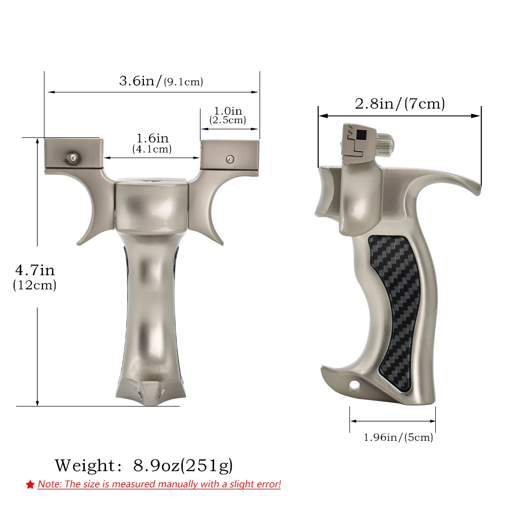 Electroplated Silver Y-Shaped Slingshot Flat Top Clamp Adjuster Carbon Fiber Texture Grip Outdoor Practice