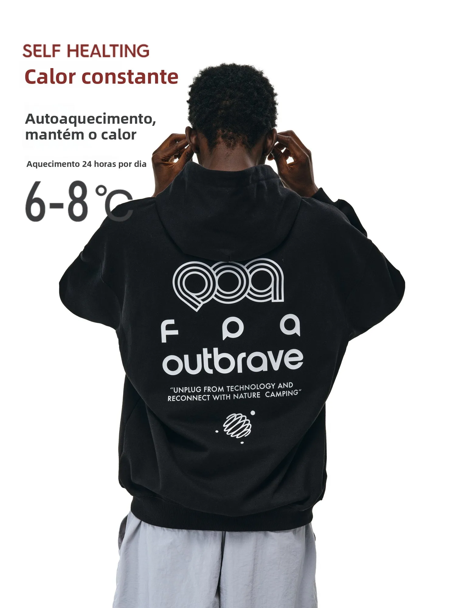 Fpa Hoodie de Couro com Temperatura Constante, Ajuste Solto, Casual Esportivo, Camiseta de Manga Longa, Moda Jovem Masculina ...