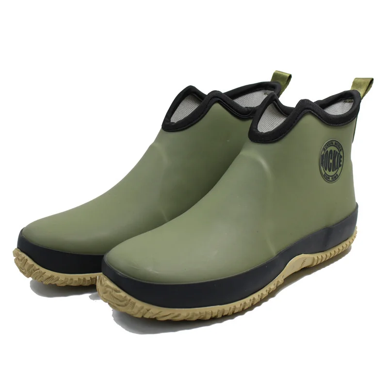 

Men's Slip-on Rain Boots Waterproof Rubber Ankle Boots Outdoor Casual Fly Fishing Boots Students Rain Shoes Male Platform Boots