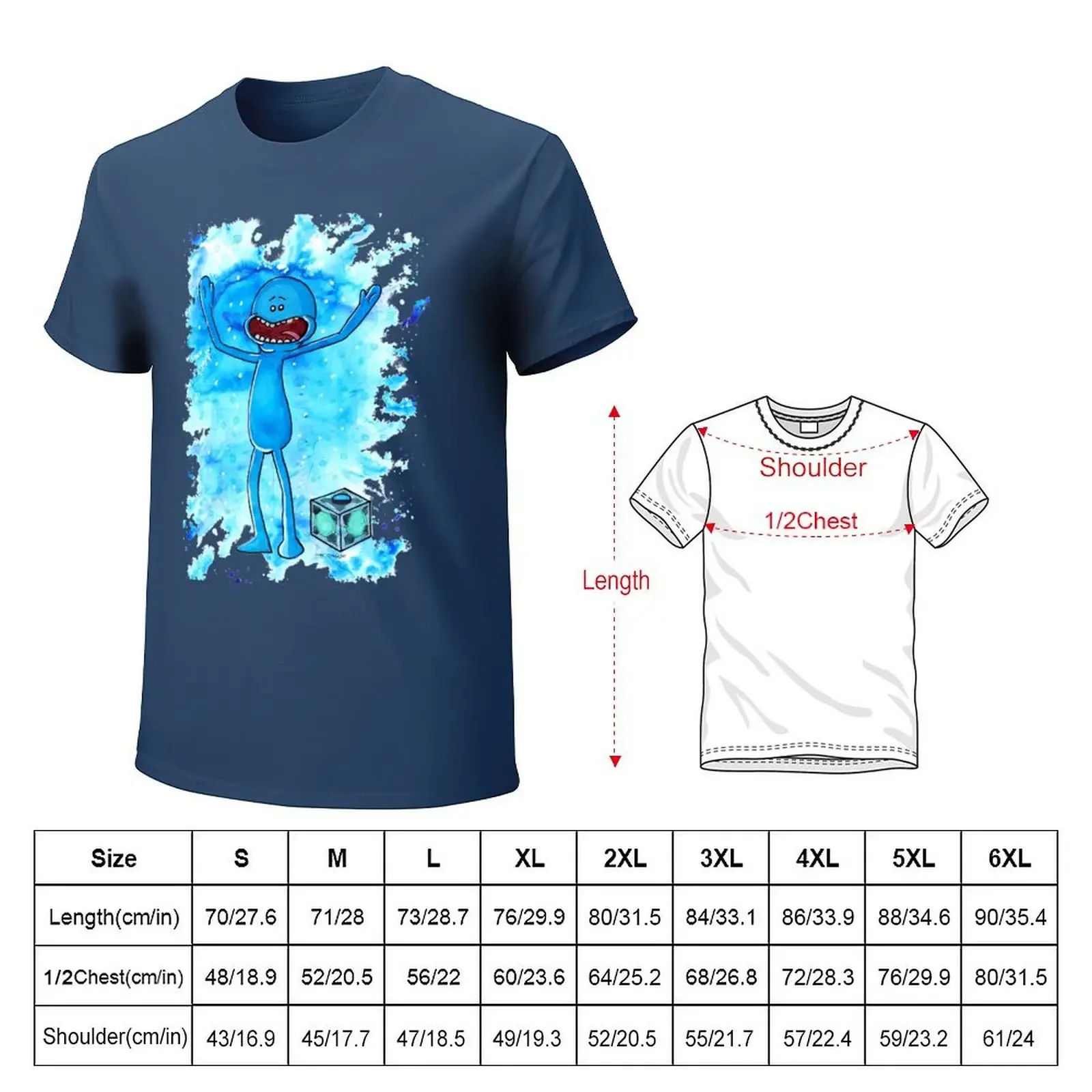 Mr Meeseeks - Watercolour T-Shirt plus sizes hippie clothes anime Short sleeve tee mens t shirts