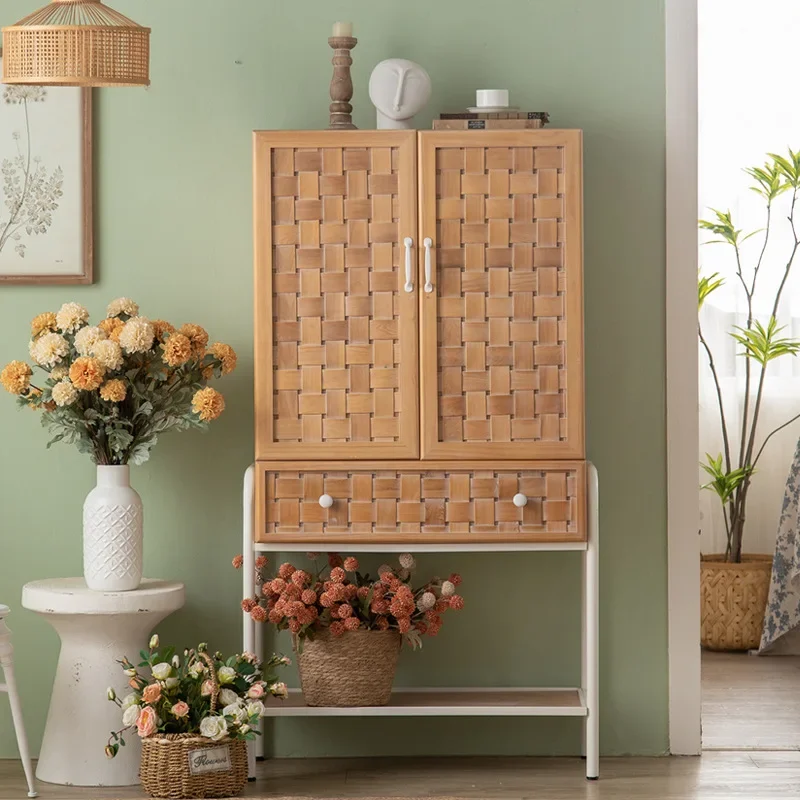 Rattan living room home decoration storage sub-factory log color Internet celebrity restaurant side