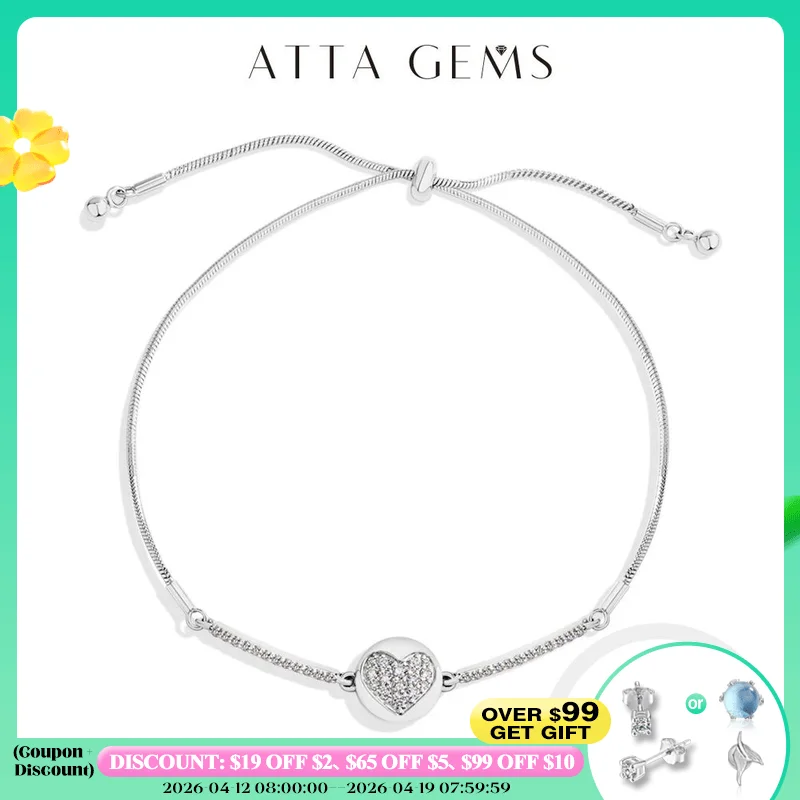

ATTAGEMS Love Full Moissanite Diamond Bracelets For Women DVVS1 S925 Sterling Silver Gold Plated Engagement Jewelry Gifts 15+8cm