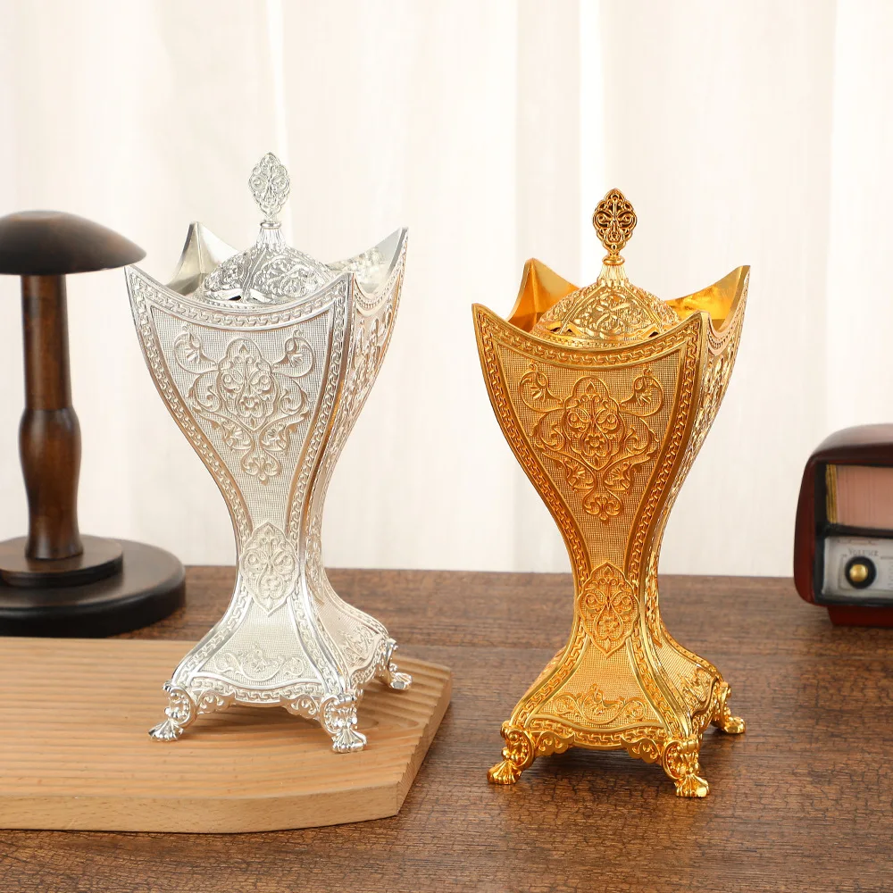29cm Light Luxury Alloy Incense Burner Metal Vintage Classic Home Decor Ornaments Exquisite Cone Censer Sandalwood Holder