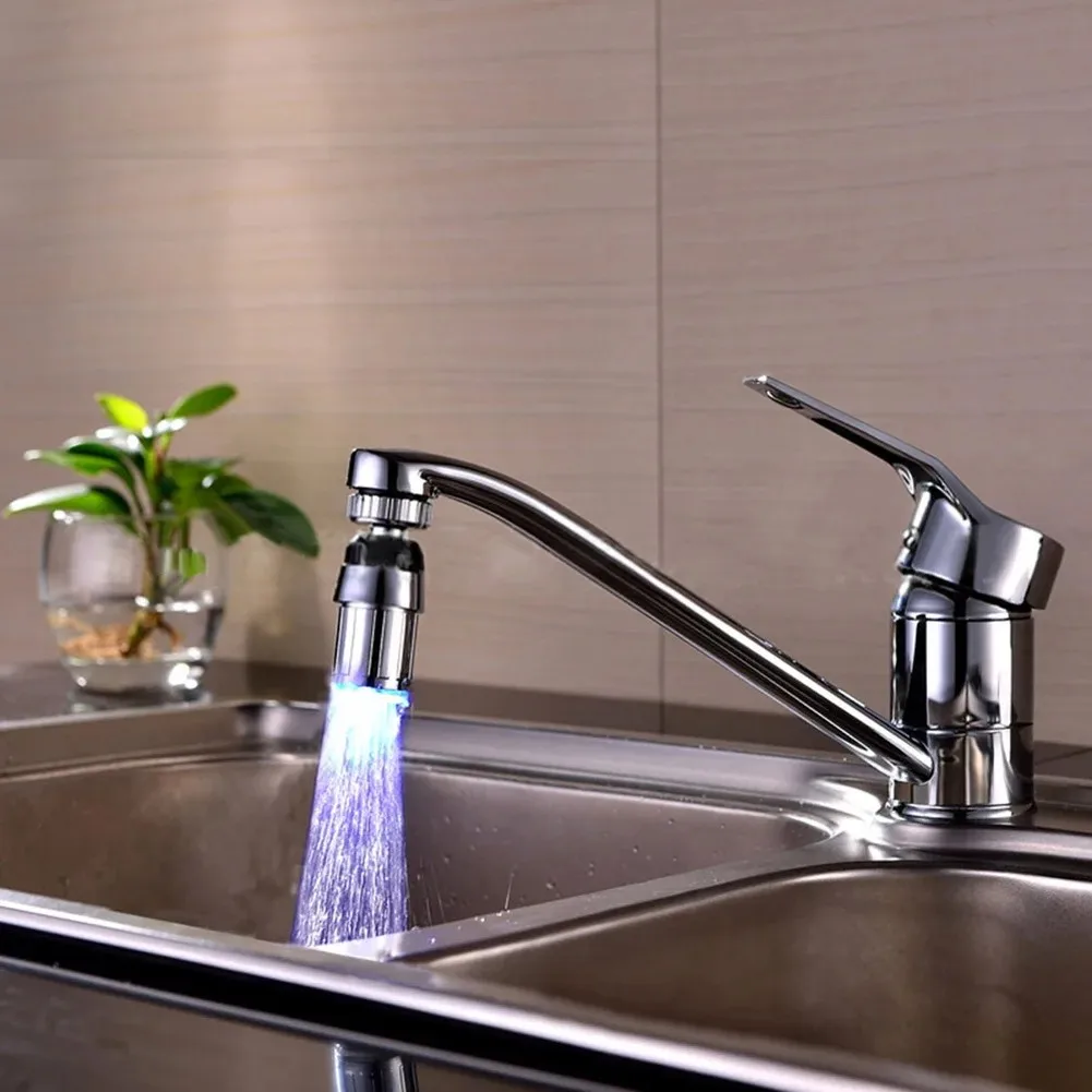360 Swivel Aerator LED Tap Attachment Child Safety Indicator Water-powered Tool-free Installation With Conversion Adapter