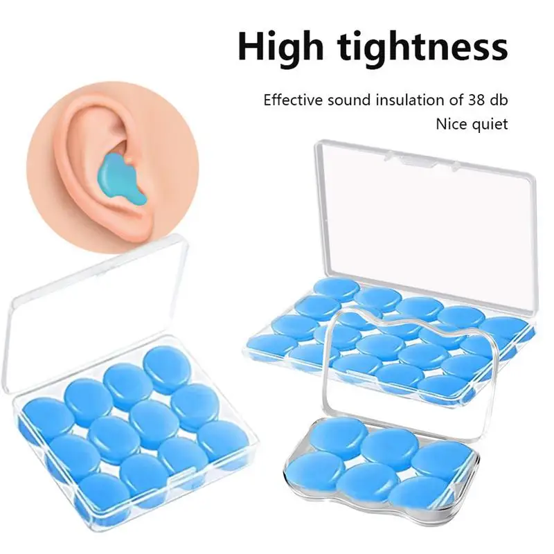 Bouchons d'oreille en silicone réutilisables pour dormir, bouchons d'oreille confortables, protection contre le bruit, bouchons d'oreille de voyage, bouchons d'oreille étanches pour la natation