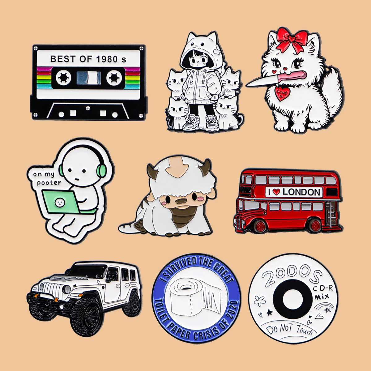 

Cute Animals Cats Enamel Pins Cartoon Cars Quotes Brooch Badge on Backpack Lapel Pin Costume Accessories Fashion Jewelry Gifts