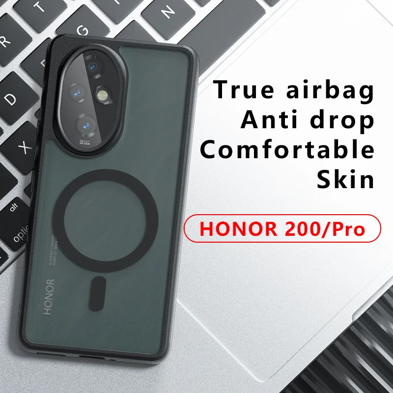 For HUAWEI Honor 200 Pro Case Luxury Frosted Acrylic Magnetic Skin Friendly Cover For Honor 200 Pro Shockproof Bumper Funda