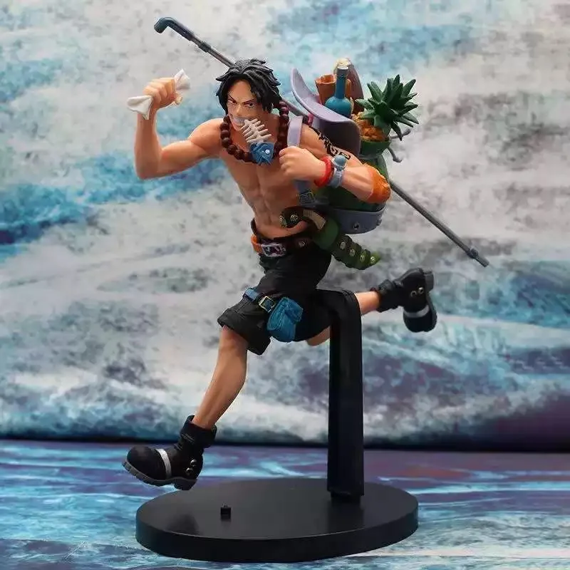 18CM Portgas·D· Ace Figur Anime ONE PIECE Three Brothers Run Desktop Golf Modell Spielzeug Geschenk Kunstwerk Sammlung Ornamente PVC