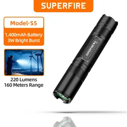 Superfire S5 Strong Flashlight Long Light LED Home Super Bright Waterproof Outdoor Portable Mini Flashlight