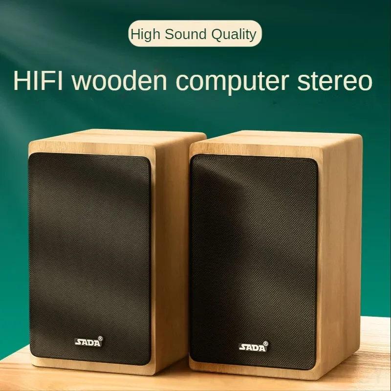 Desktop Computer Subwoofer HIFI Shock Super Large Heavy Bass Bluetooth Speaker Wooden Audio Volume Computer Game Stereo SoundBox