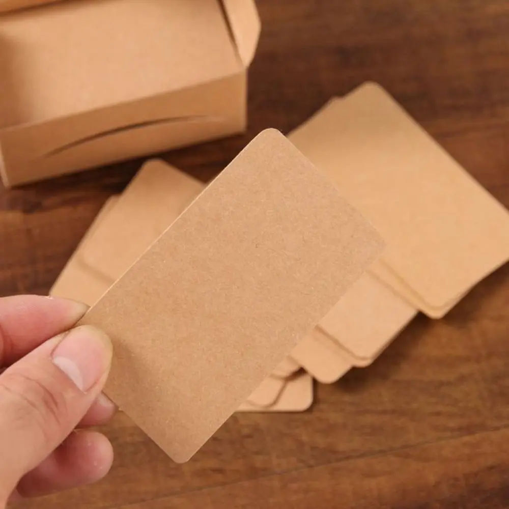 100pcs/box Retro Double-sided Blank Kraft Paper Card Word Card Message Card DIY Postcard Gift Greeting Invitation Card