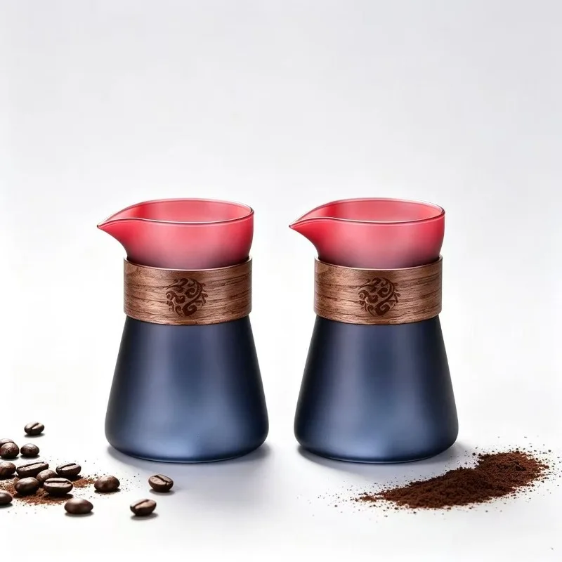1/2 Pcs Glass Coffee Carafe with Heat-Resistant Wood Collar,High Heat Resistance Borosilicate Coffee Brewer,Mess-free Pouring