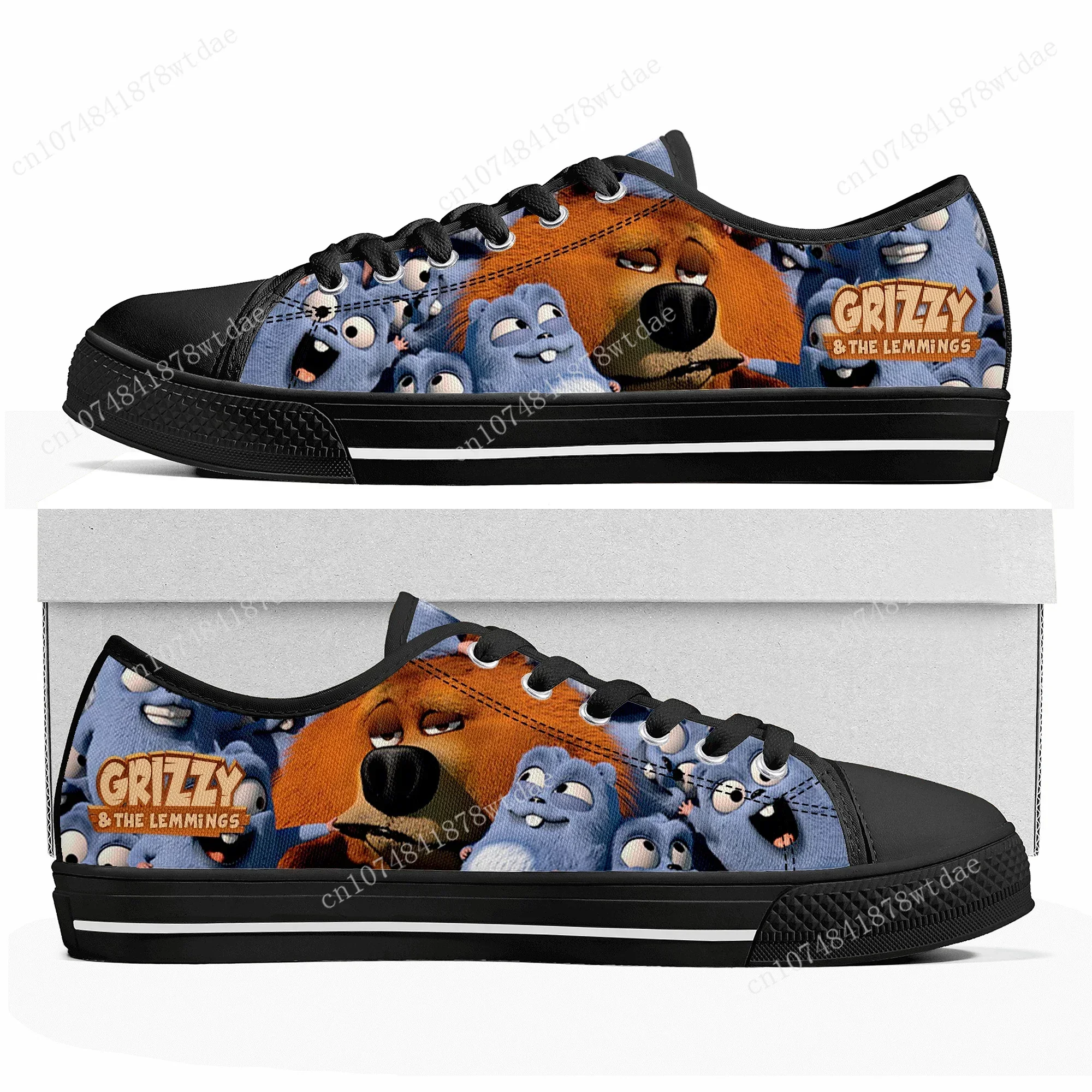 Grizzly and The Lemmings Low Top Sneakers Womens Mens High Quality Canvas Sneaker Casual Anime Cartoon Customize Shoes