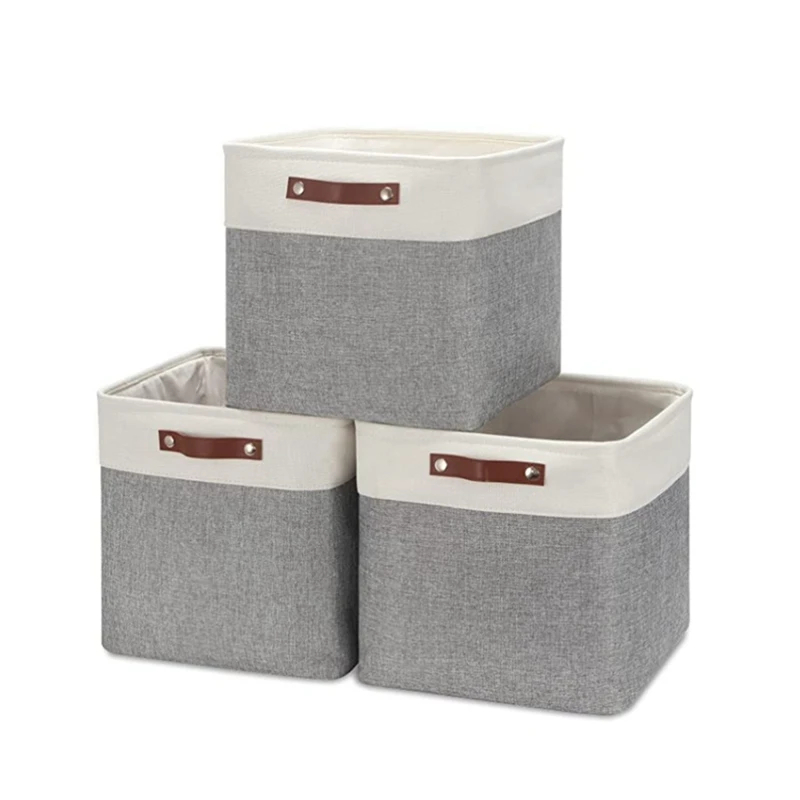 Foldable Storage Baskets For Organizing Set Of 3 Fabric Storage Bins 13Inch Collapsible Storage Basket